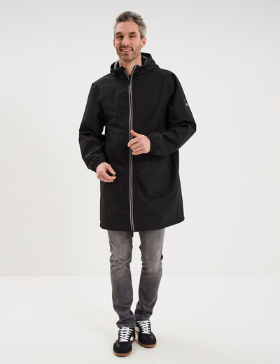 Parka imperm&eacute;able coupe-vent &agrave; capuche noir homme