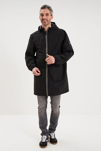 Parka imperm&eacute;able coupe-vent &agrave; capuche noir homme