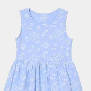 Robe patineuse sans manches coton bleu pastel fille