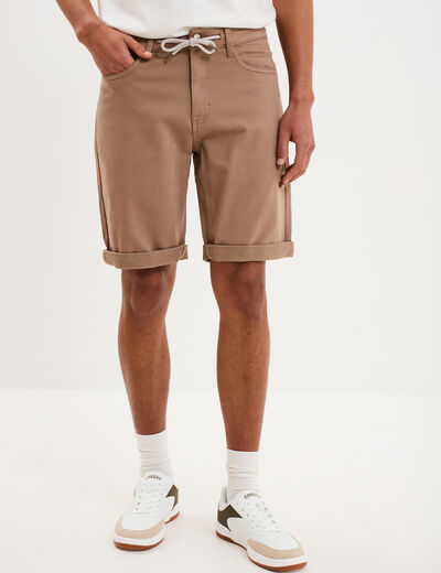 Bermuda en jean straight 5 poches marron homme