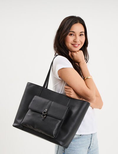 Sac cabas port&eacute;-&eacute;paule noir femme