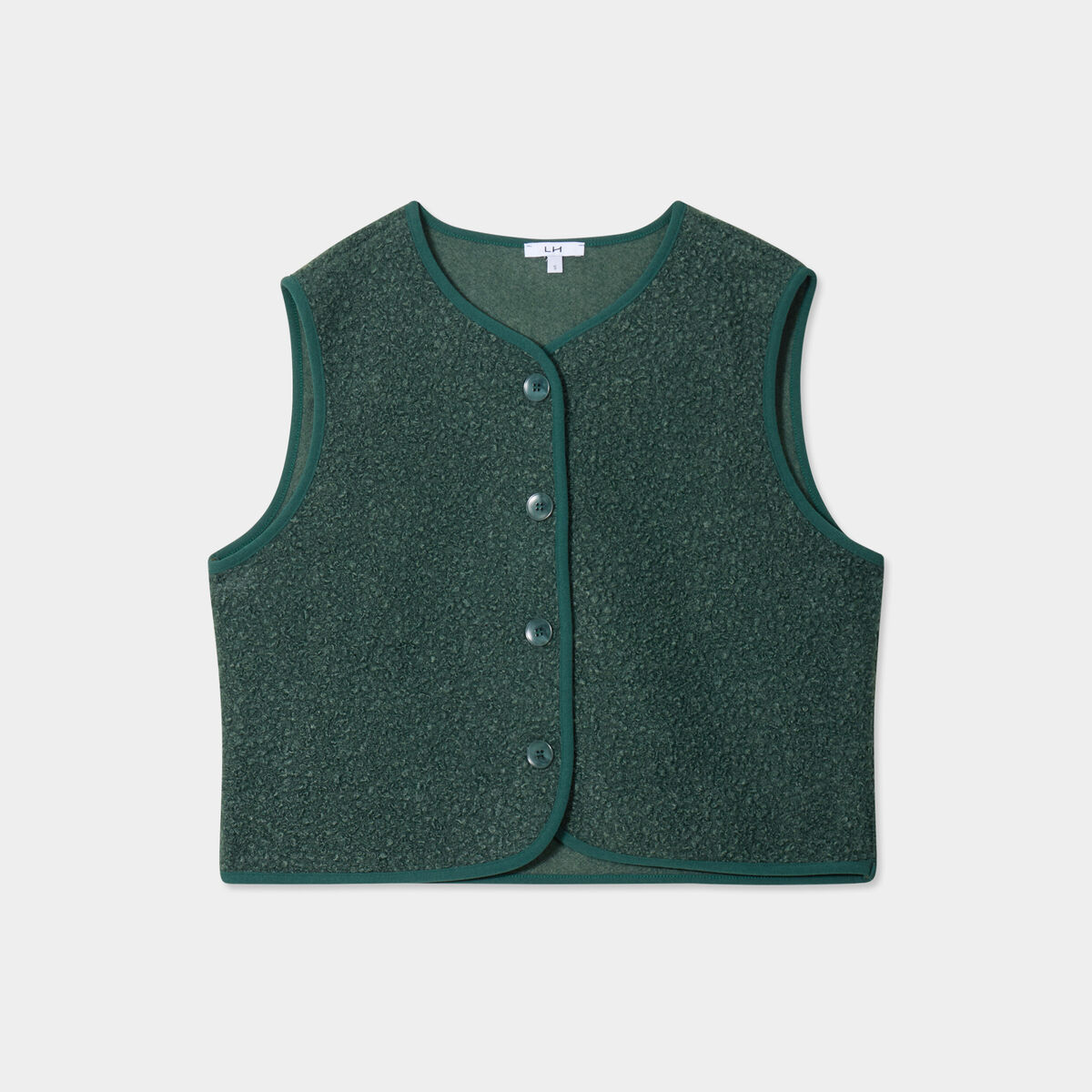 Gilet effet bouclette sans manches vert femme