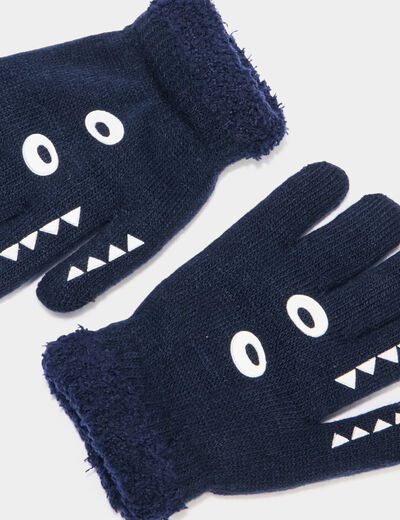 Gants bleu marine gar&ccedil;on