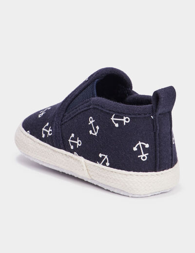 Bottons layette à scratchs bleu marine bébé garçon