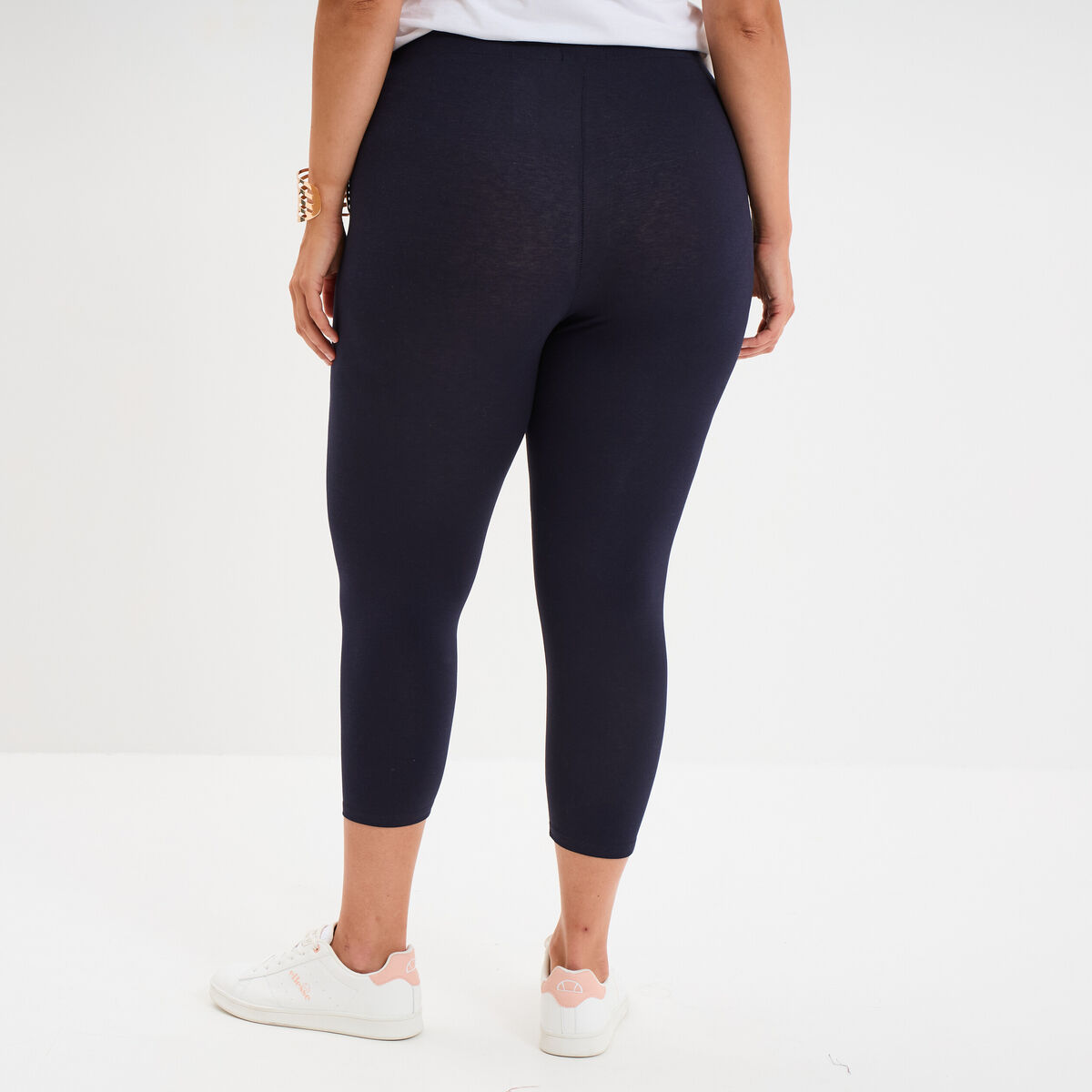 Legging corsaire taille &eacute;lastiqu&eacute;e bleu marine femme grande taille