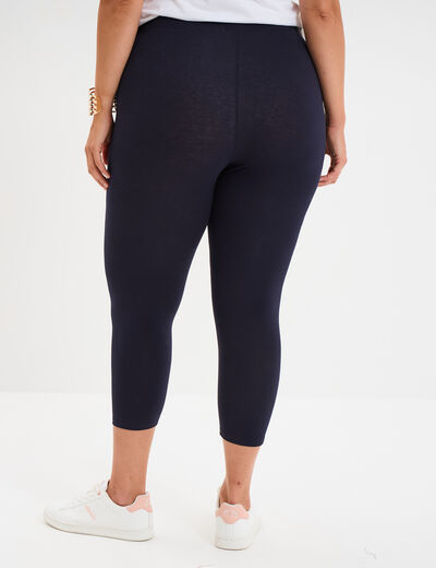 Legging corsaire taille &eacute;lastiqu&eacute;e bleu marine femme grande taille