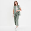Pantalon large fluide taille élastiquée vert kaki femme