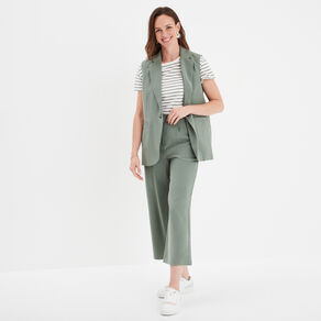 pantalon large fluide taille elastiquee vert kaki femme Pantalon large fluide taille élastiquée vert kaki femme