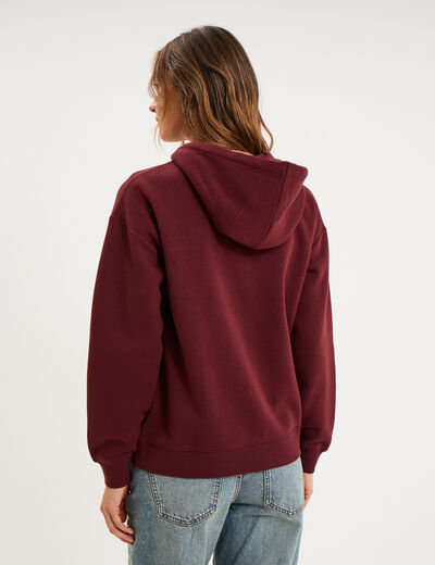 Sweat zipp&eacute; &agrave; capuche violet fonc&eacute; femme