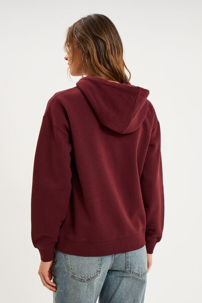 Sweat zipp&eacute; &agrave; capuche violet fonc&eacute; femme