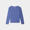 T-shirt coton manches longues à fronces bleu gris fille