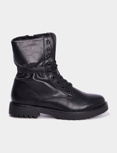 Boots élastiquées à lacets noir femme
