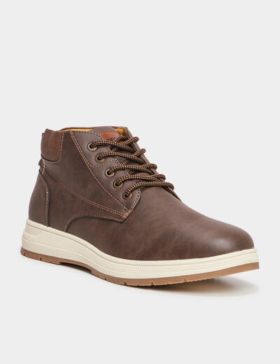 Baskets montantes &agrave; lacets marron homme