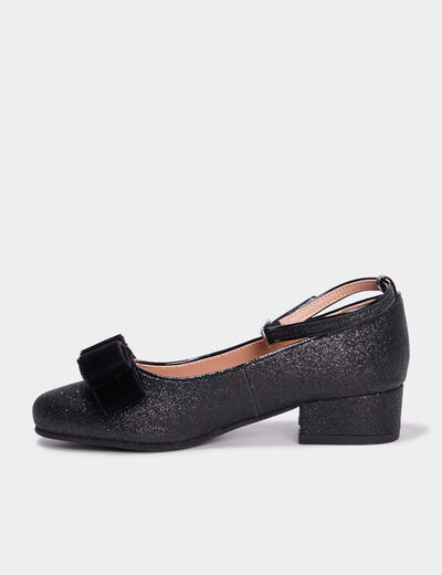 Babies à talons avec noeuds noir fille