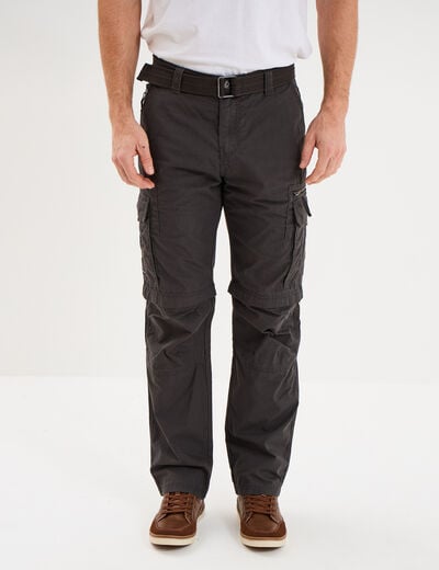Pantalon cargo 2-en-1 modulable bermuda gris fonc&eacute; homme