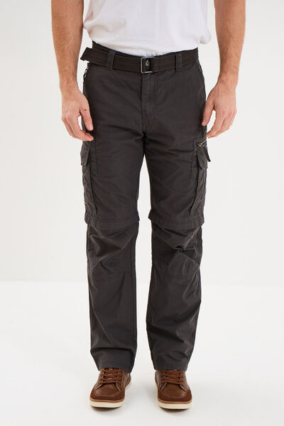 Pantalon cargo 2-en-1 modulable bermuda gris fonc&eacute; homme
