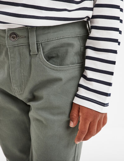 Pantalon regular avec poches vert kaki garçon