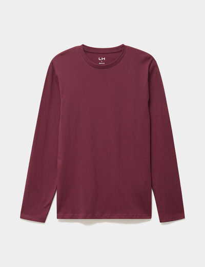 T-shirt manches longues prune homme
