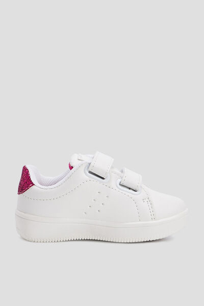 Tennis à scratch blanc bébé fille