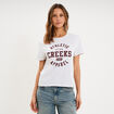 T-shirt col rond manches courtes gris clair femme
