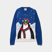 Pull de No&euml;l col rond bleu homme