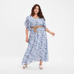 Robe longue évasée dos en V bleu electrique femme grande taille