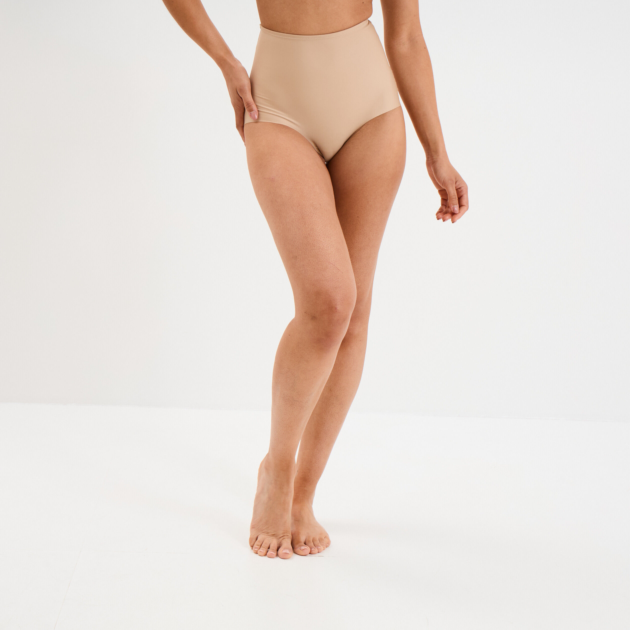 Culotte mi haute gainante sans couture beige femme LH