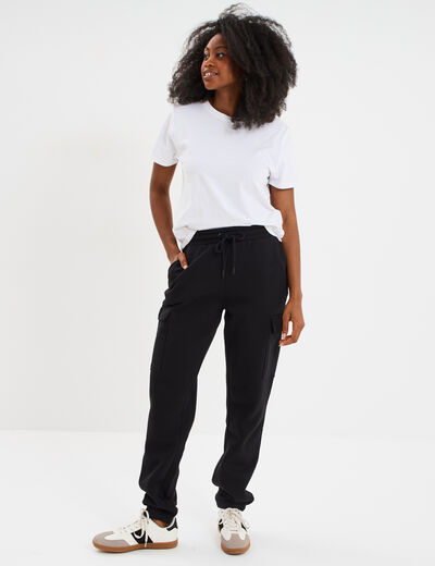 Pantalon de jogging coupe battle noir femme