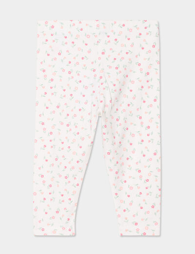 Legging taille élastiquée coton ecru bébé fille