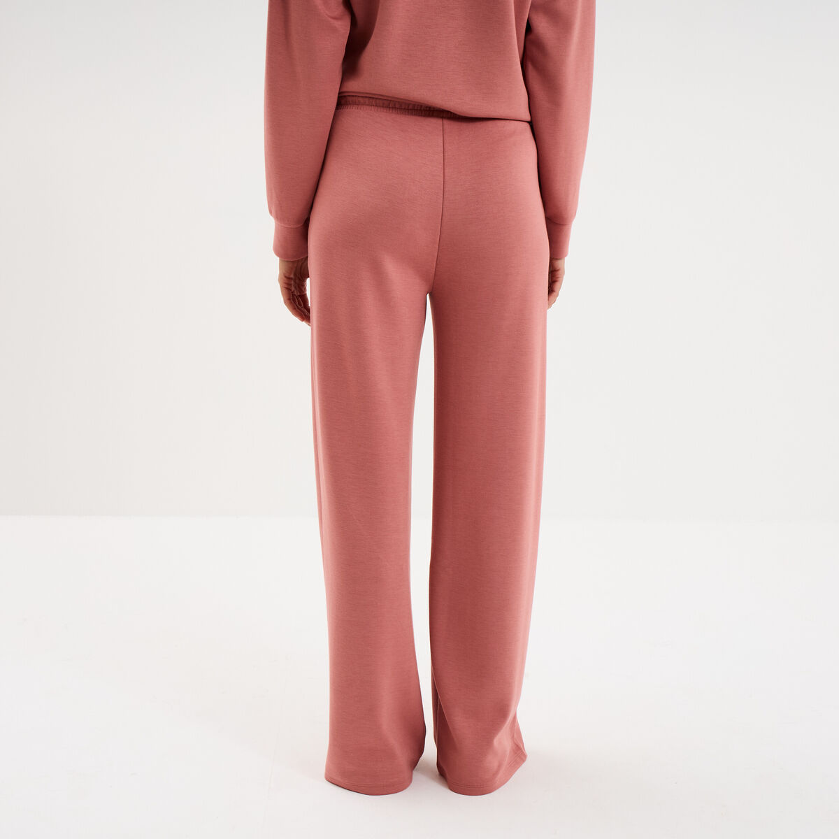 Pantalon de jogging large &eacute;lastiqu&eacute; vieux rose femme