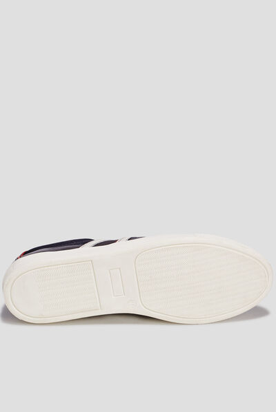 Tennis à lacets en cuir bleu marine homme