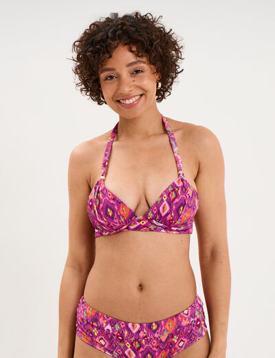 Haut de maillot de bain padd&eacute; violet femme