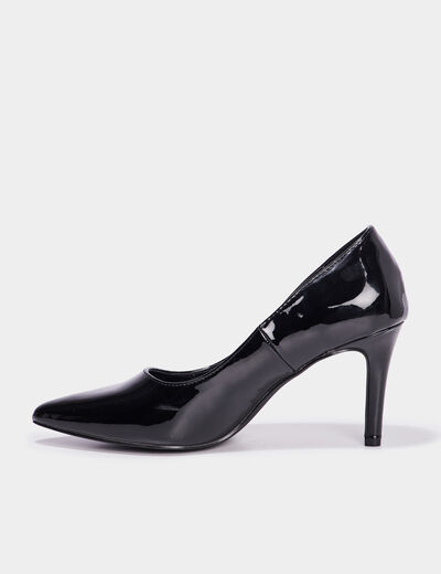 Escarpins vernis &agrave; talons noir femme