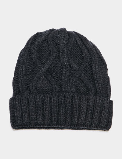 Bonnet &agrave; torsades gris clair homme