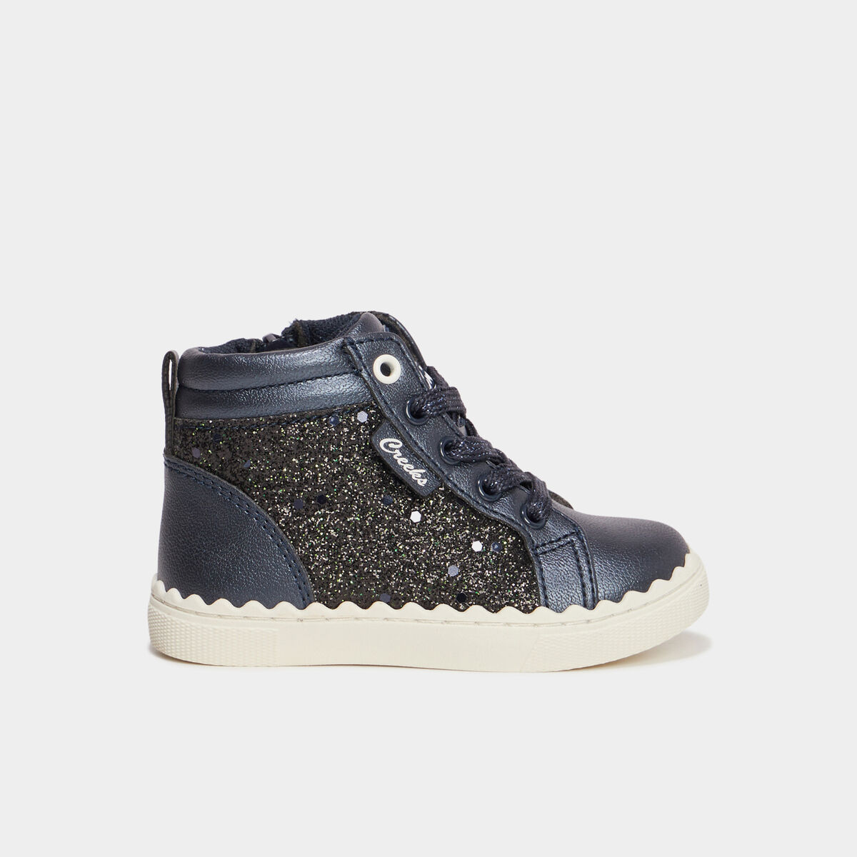 Baskets montantes zipp&eacute;es bleu marine b&eacute;b&eacute; fille