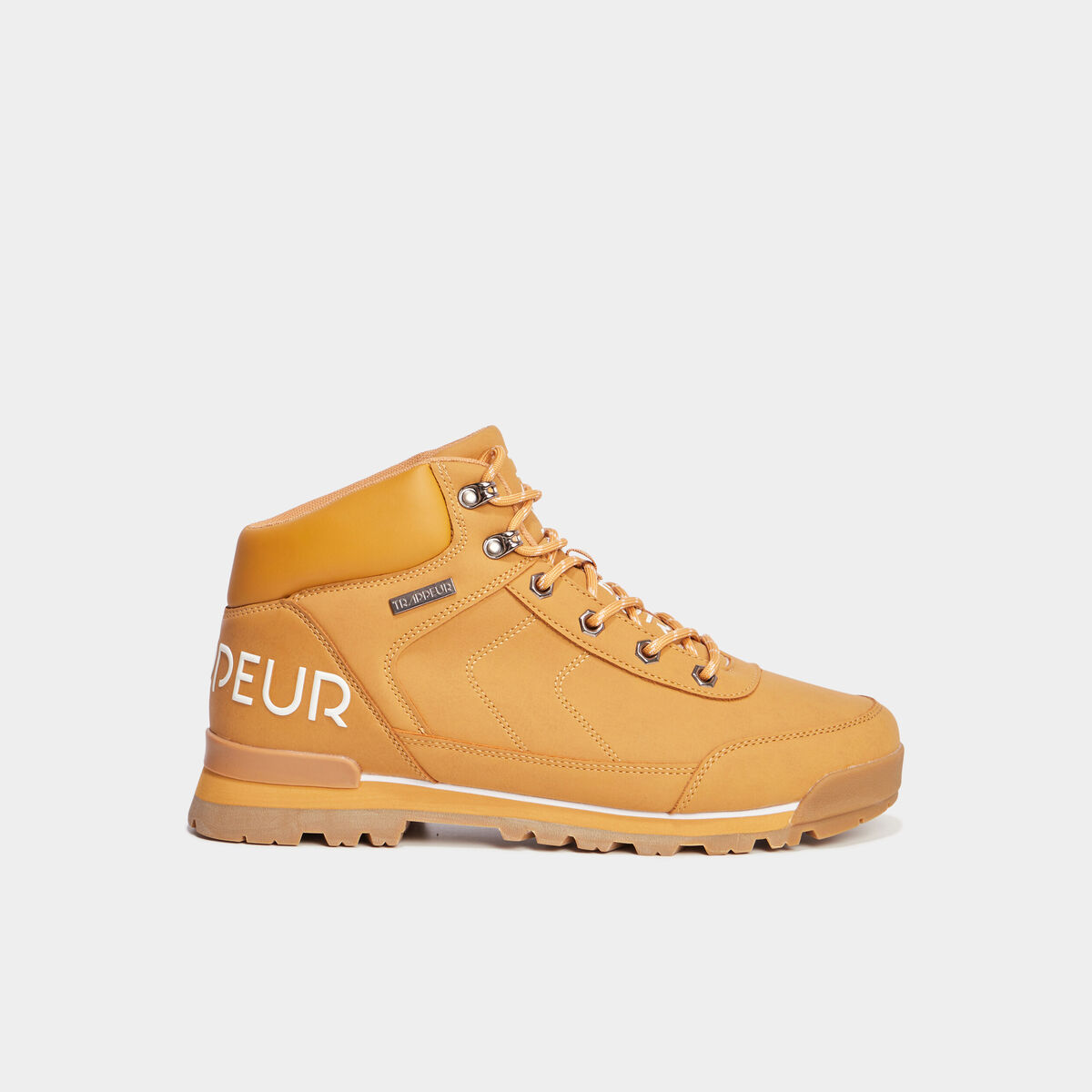 Bottines montantes semelles crant&eacute;es jaune homme