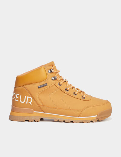 Bottines montantes semelles crant&eacute;es jaune homme