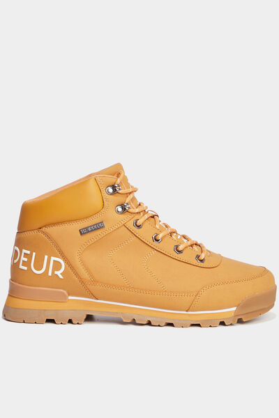 Bottines montantes semelles crant&eacute;es jaune homme