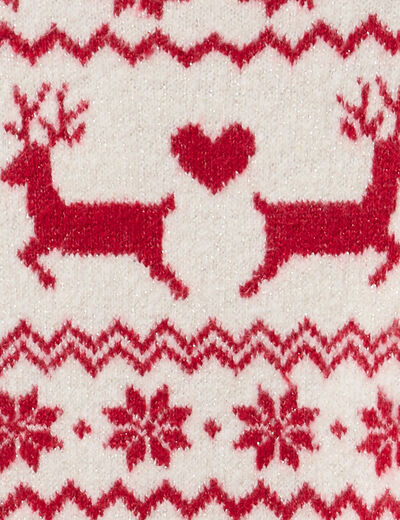 Pull de No&euml;l manches longues ecru fille