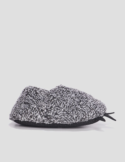 Chaussons fausse fourrure gris garçon