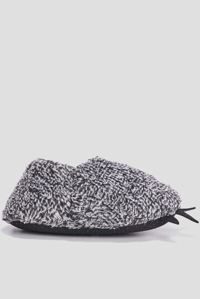 Chaussons fausse fourrure gris garçon