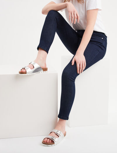 Mules métallisées Kickers gris argent femme