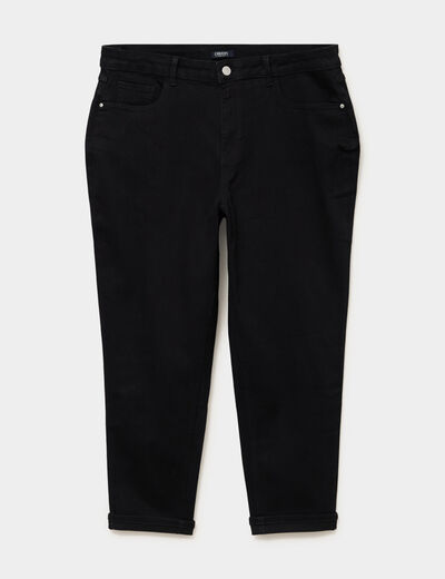 Jeans mom cropped taille haute denim noir femme grande taille