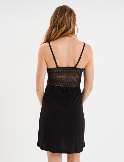 Nuisette courte avec dentelle noir femme