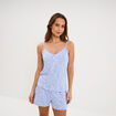 Ensemble pyjama short et d&eacute;bardeur ecru femme