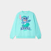 Sweat manches longues coton Stitch vert turquoise femme