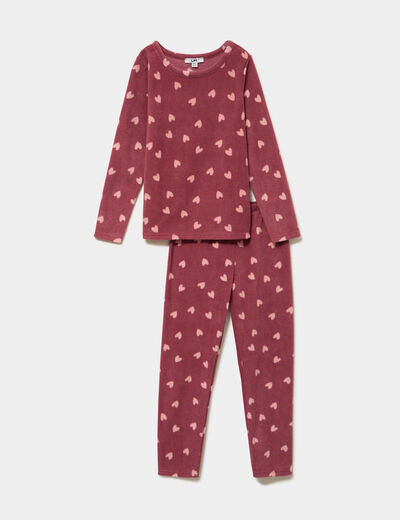 Ensemble pyjama 2 pi&egrave;ces micro polaire rose framboise fille