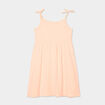 Robe courte bretelles nouées évasée orange fluo fille