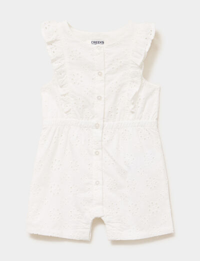 Combishort broderie anglaise coton blanc b&eacute;b&eacute; fille