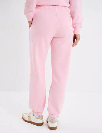 Pantalon jogging droit molleton rose clair femme